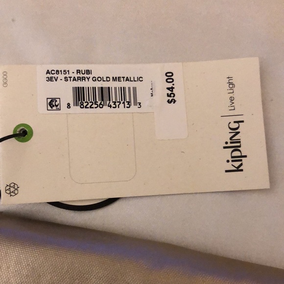 Kipling Rubi Large Wristlet Wallet Color Starry Gold Metallic + Monkey OS NWT - Picture 5 of 16